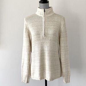 Woolrich Women’s 1/4 Zip Cream Cowl Neck Sweater L breathable Gorpcore Coastal